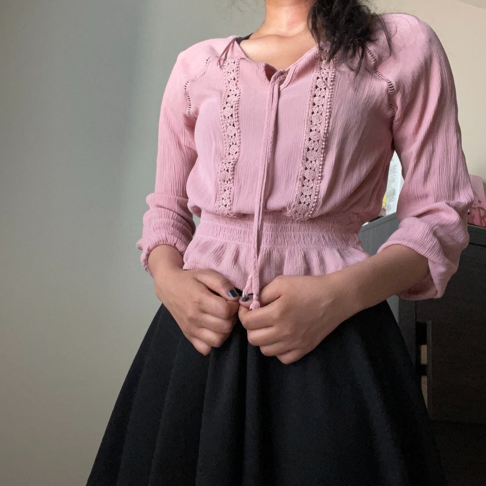 Pink/Dusty Rose Top with a Tie Front